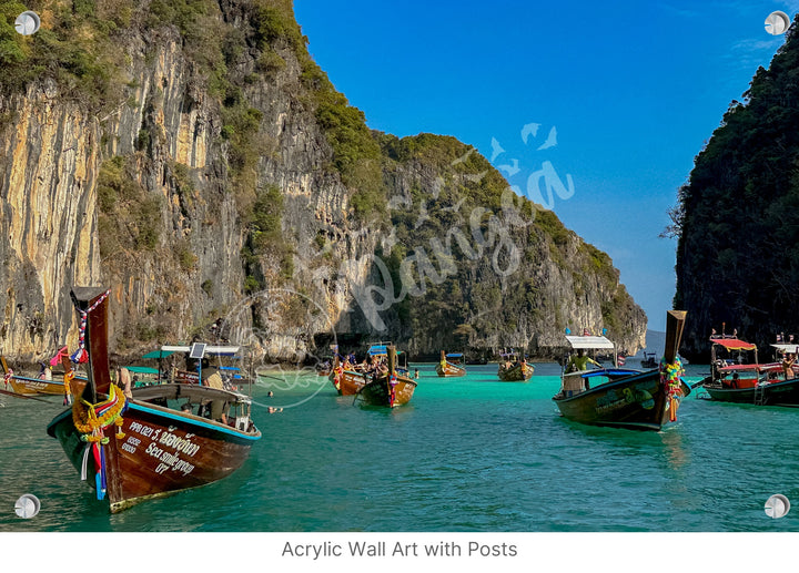 Wall Art: Longtail Boats in a Narrow Lagoon