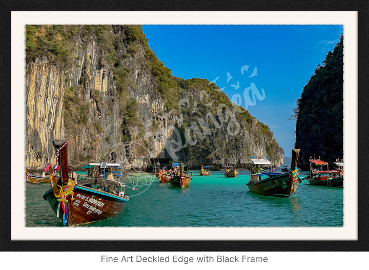 Wall Art: Longtail Boats in a Narrow Lagoon