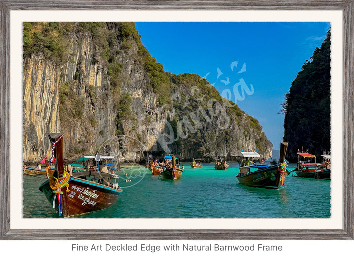 Wall Art: Longtail Boats in a Narrow Lagoon