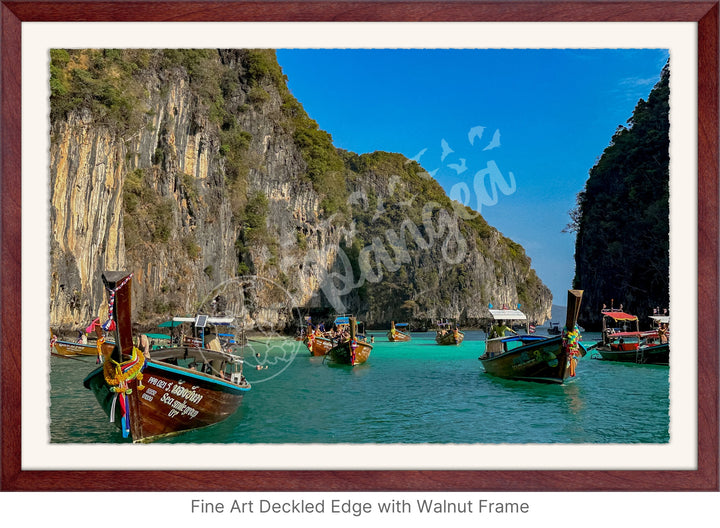 Wall Art: Longtail Boats in a Narrow Lagoon