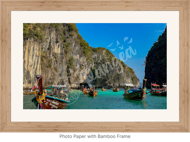 Wall Art: Longtail Boats in a Narrow Lagoon