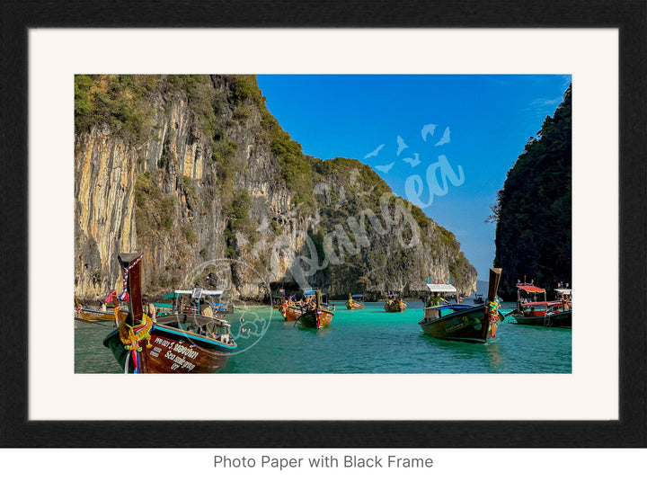 Wall Art: Longtail Boats in a Narrow Lagoon