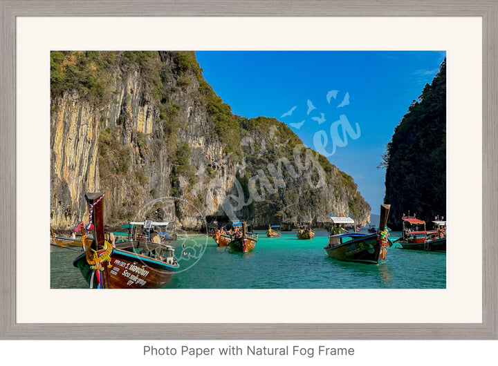 Wall Art: Longtail Boats in a Narrow Lagoon