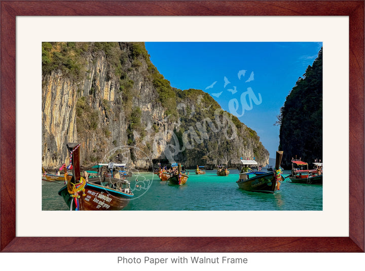 Wall Art: Longtail Boats in a Narrow Lagoon