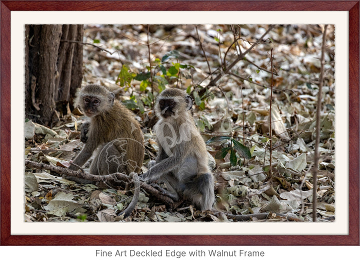 African Safari Wall Art: Monkey Portrait