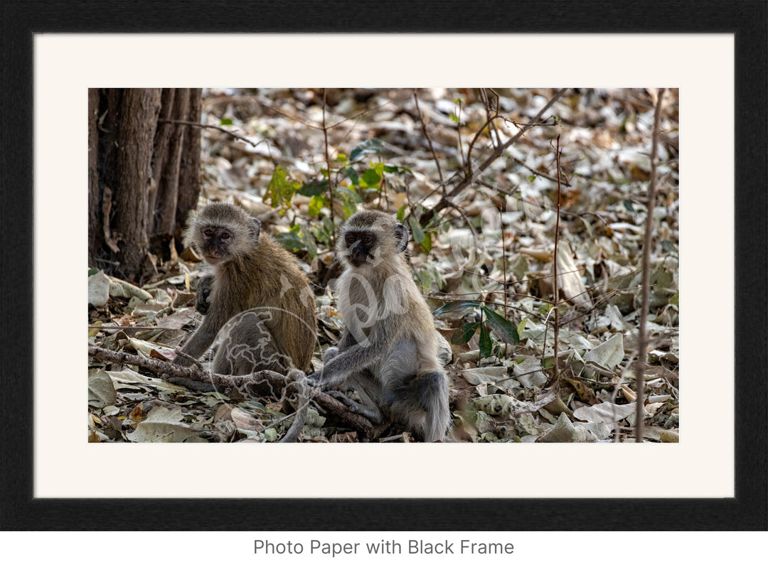 African Safari Wall Art: Monkey Portrait