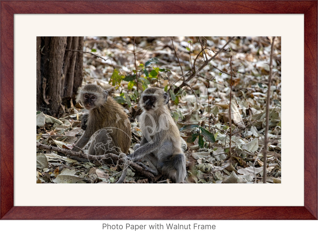 African Safari Wall Art: Monkey Portrait